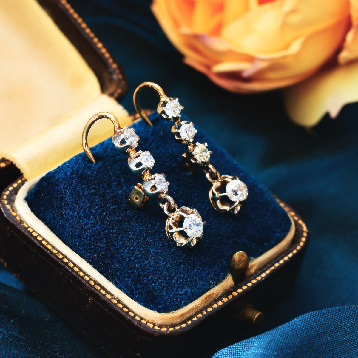 Tres Belle Vintage Diamond Drop Earrings