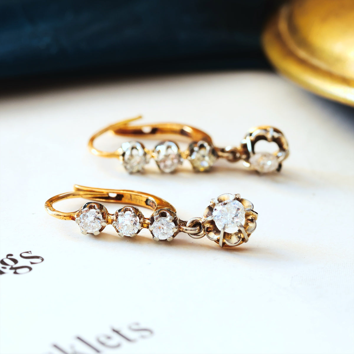 Tres Belle Vintage Diamond Drop Earrings