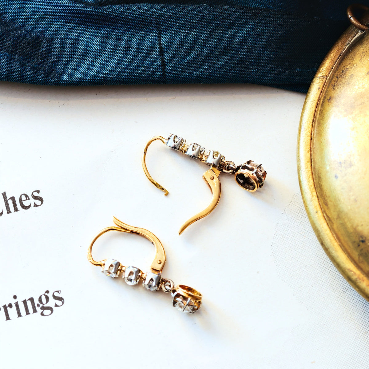 Tres Belle Vintage Diamond Drop Earrings