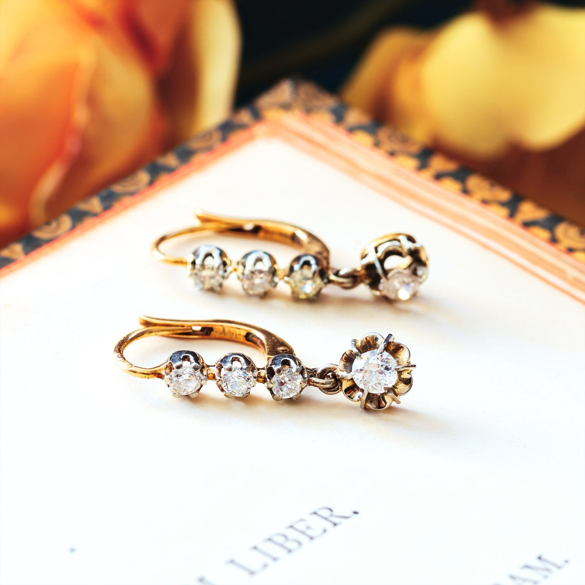 Tres Belle Vintage Diamond Drop Earrings