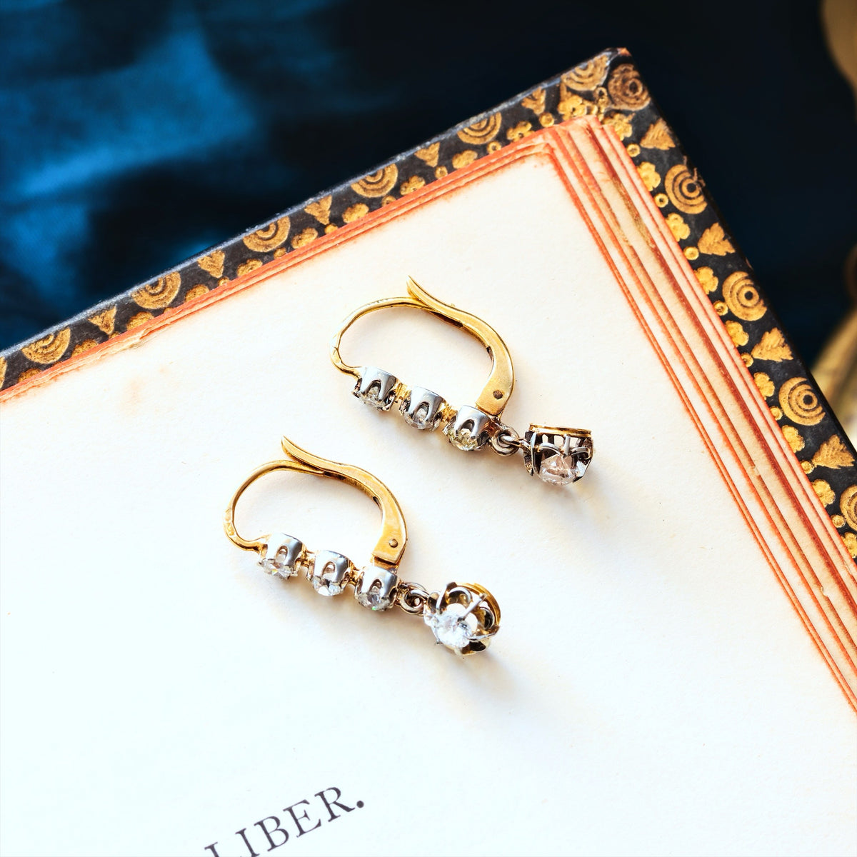 Tres Belle Vintage Diamond Drop Earrings