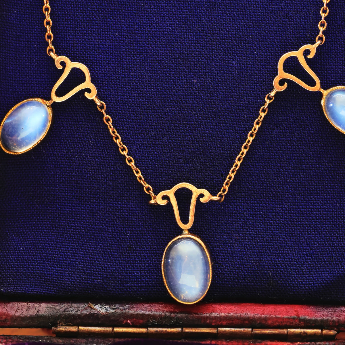 Antique Edwardian Blue Moonstone Necklace
