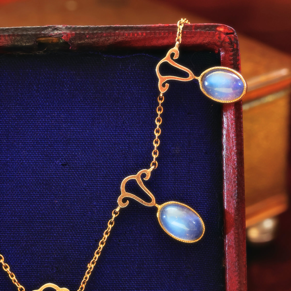 Antique Edwardian Blue Moonstone Necklace