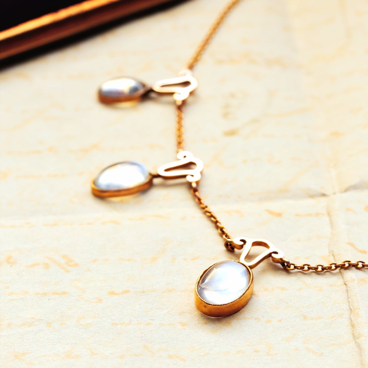 Antique Edwardian Blue Moonstone Necklace