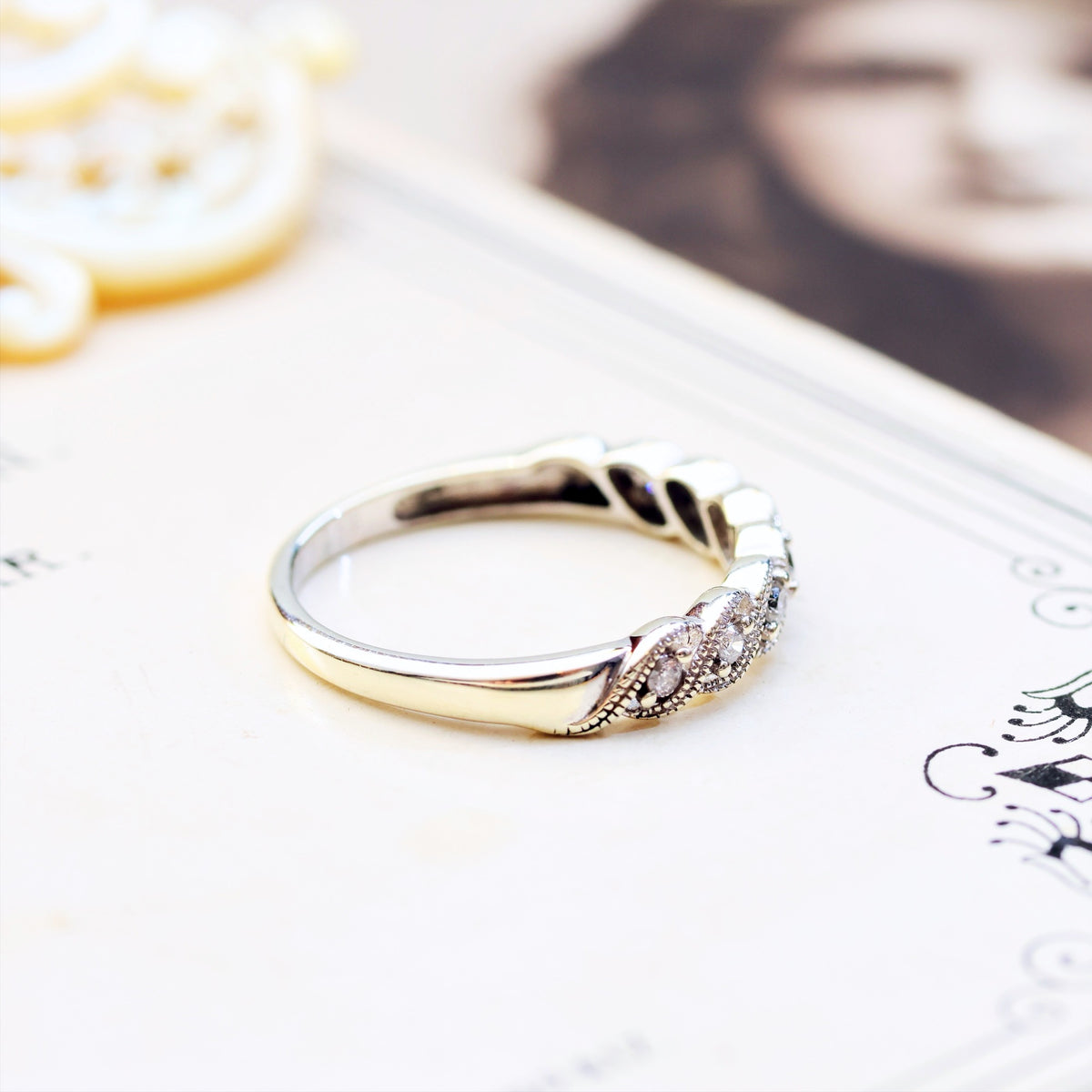 A Petite 9ct White Gold Diamond Half Eternity Band