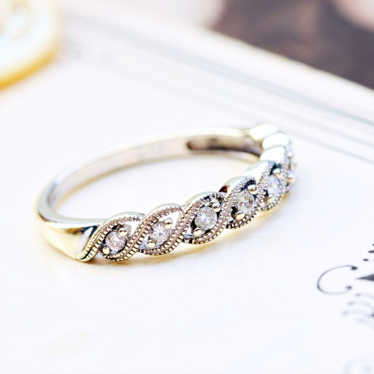 A Petite 9ct White Gold Diamond Half Eternity Band