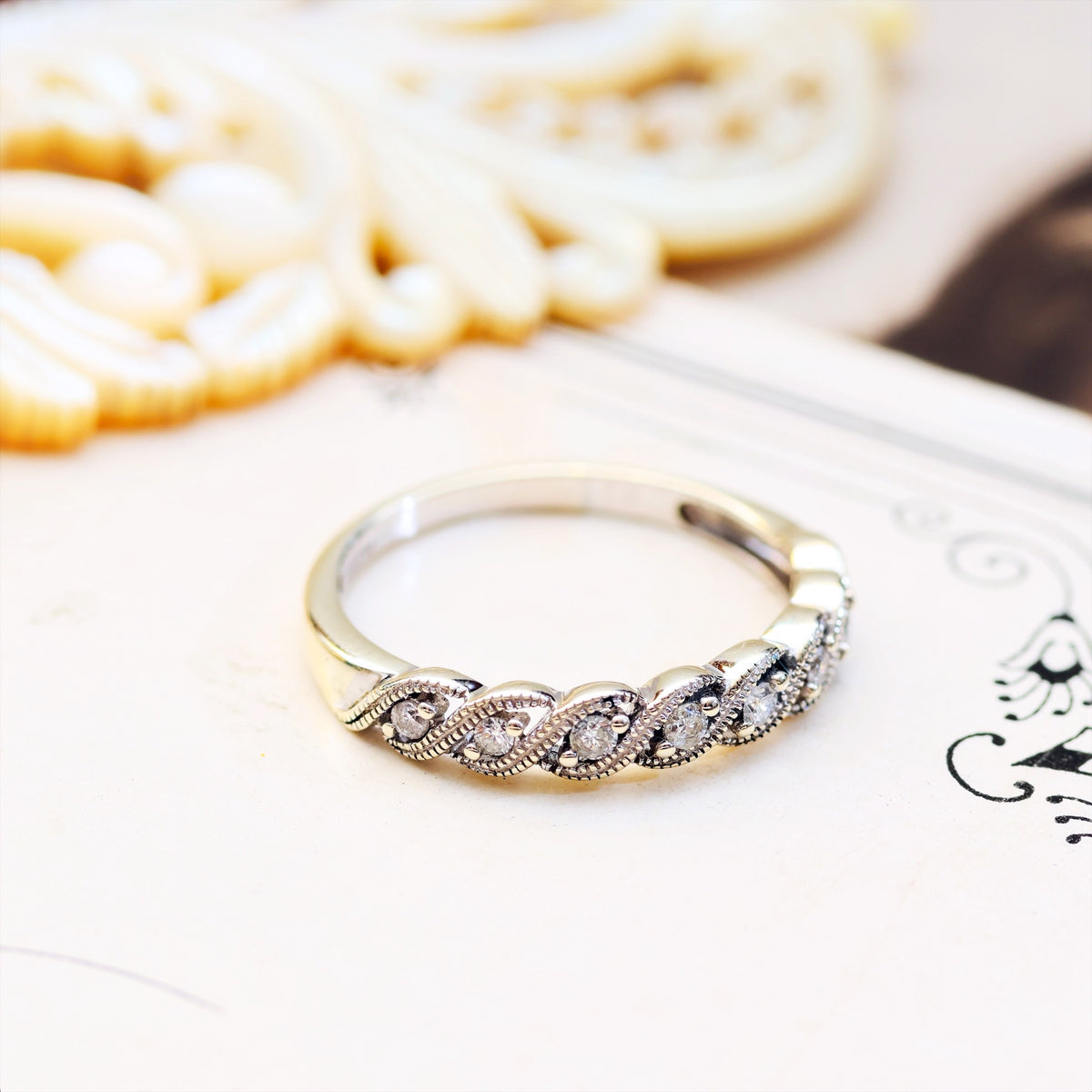 A Petite 9ct White Gold Diamond Half Eternity Band