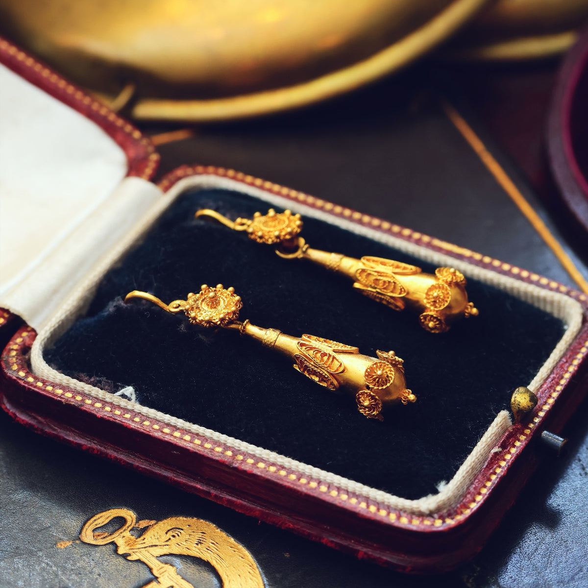 Intricate Vintage Portuguese Filigree Cannetille Earrings