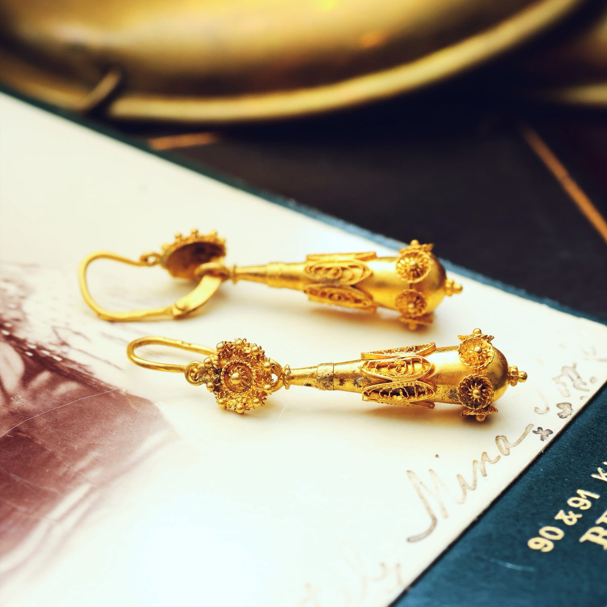 Intricate Vintage Portuguese Filigree Cannetille Earrings