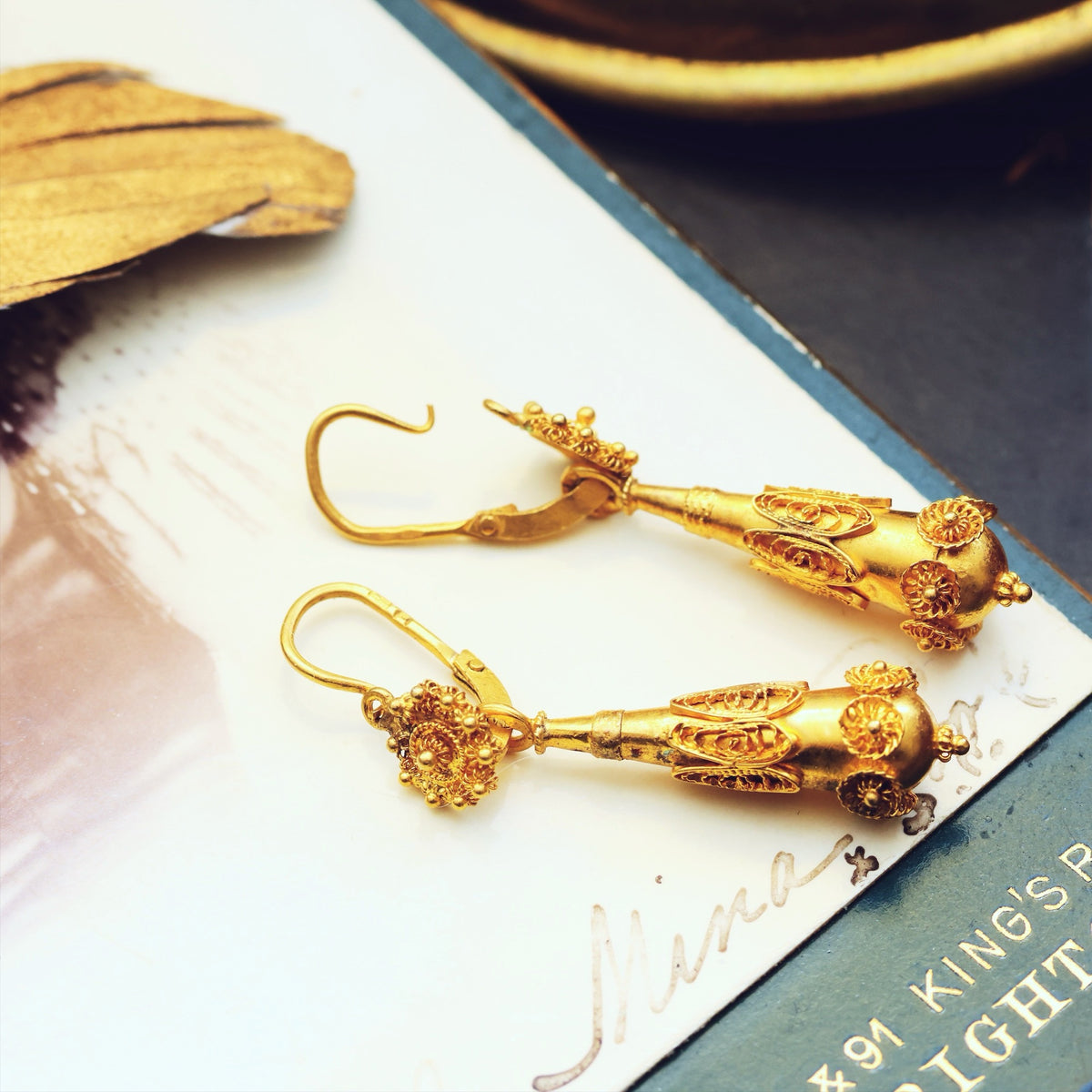 Intricate Vintage Portuguese Filigree Cannetille Earrings