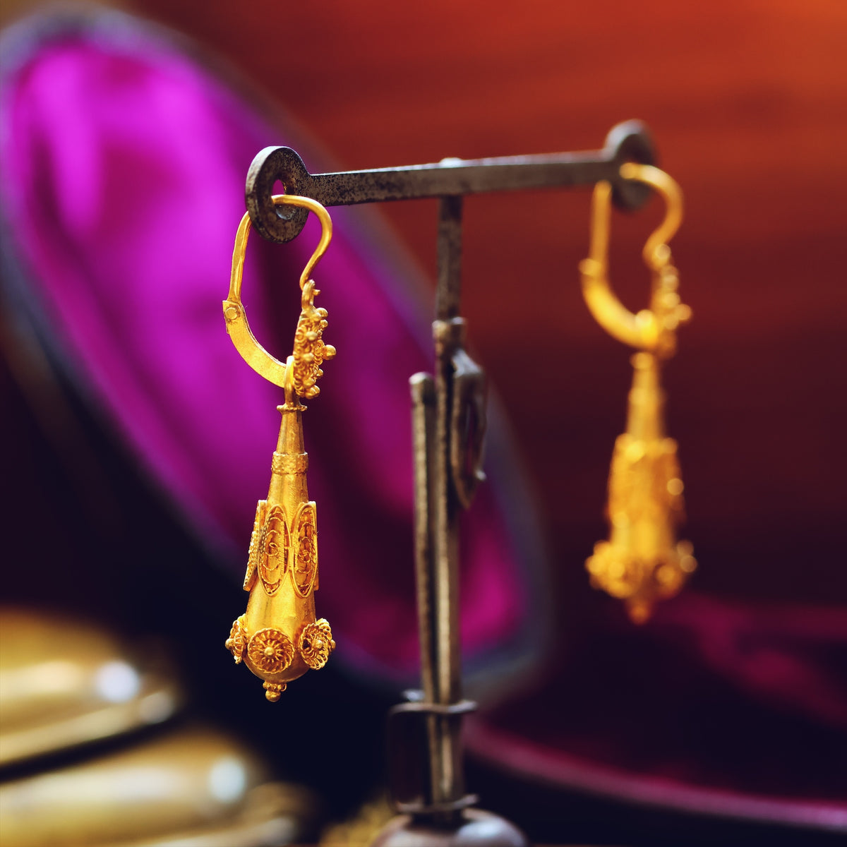 Intricate Vintage Portuguese Filigree Cannetille Earrings