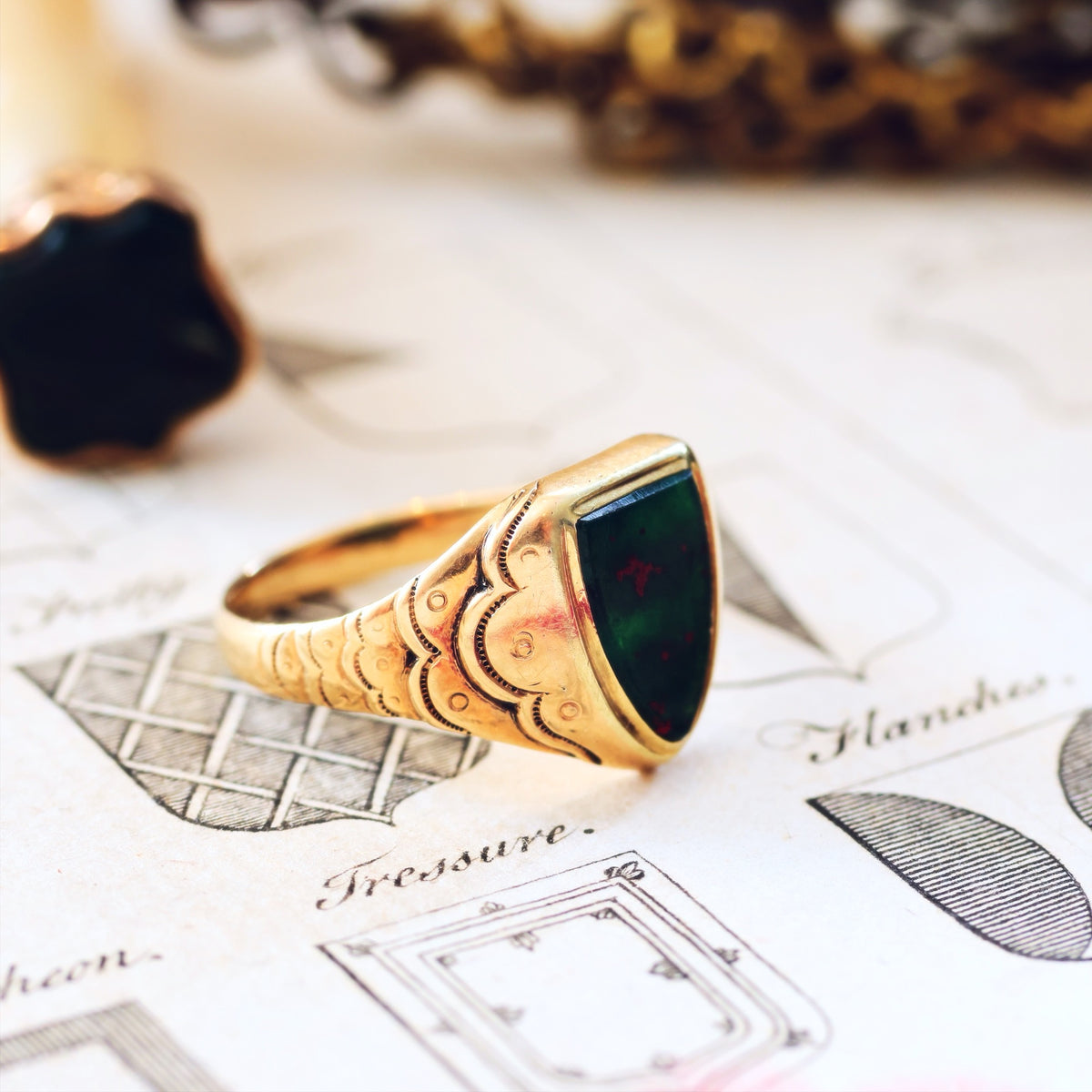 Vampy Antique Bloodstone Signet Ring