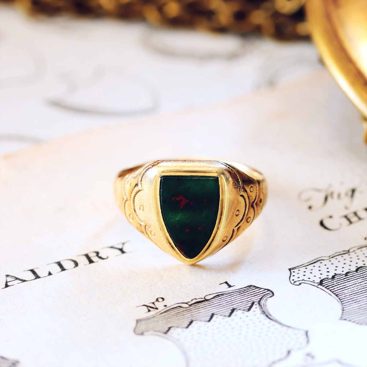 Vampy Antique Bloodstone Signet Ring