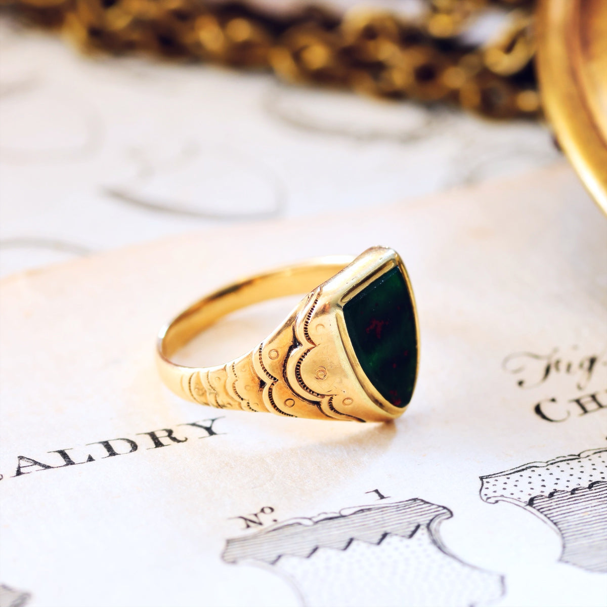 Vampy Antique Bloodstone Signet Ring