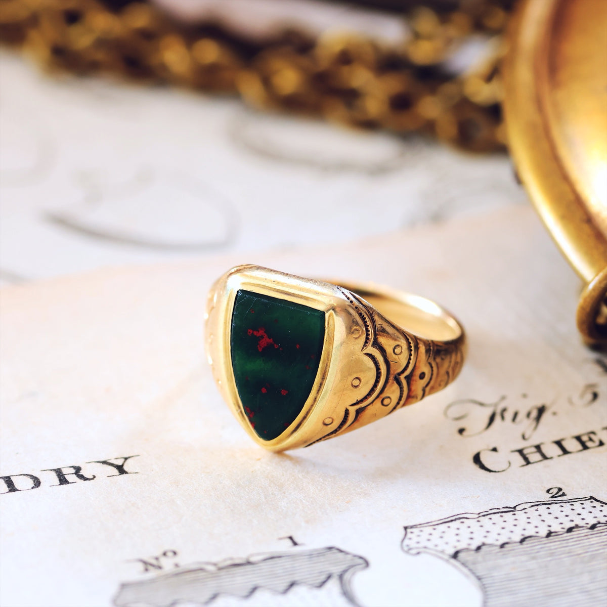 Vampy Antique Bloodstone Signet Ring