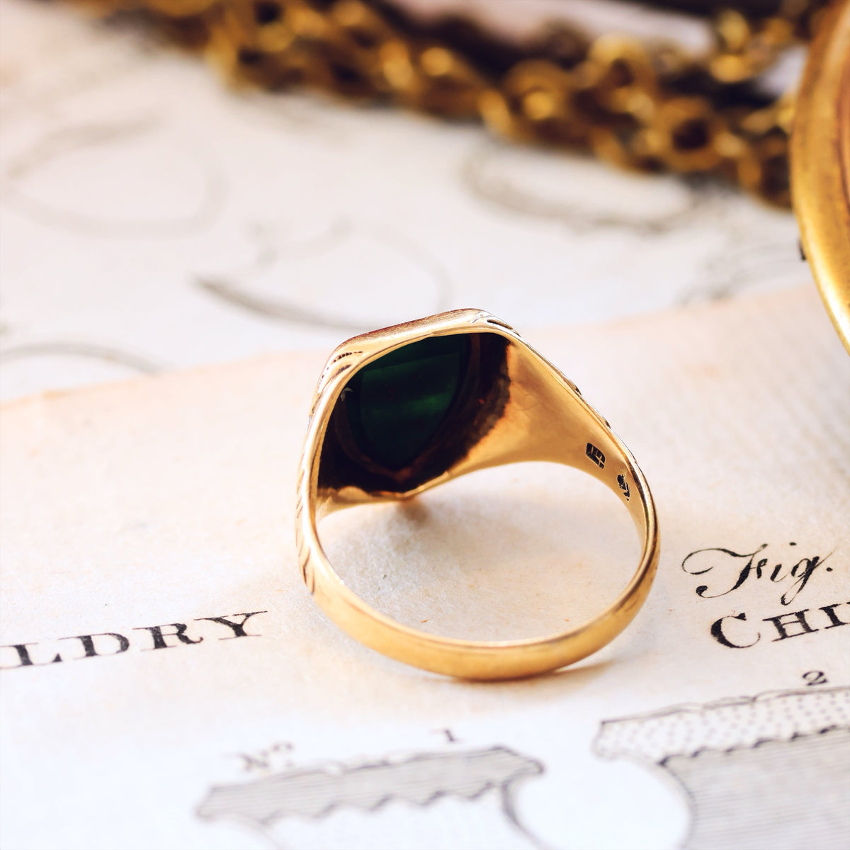 Vampy Antique Bloodstone Signet Ring