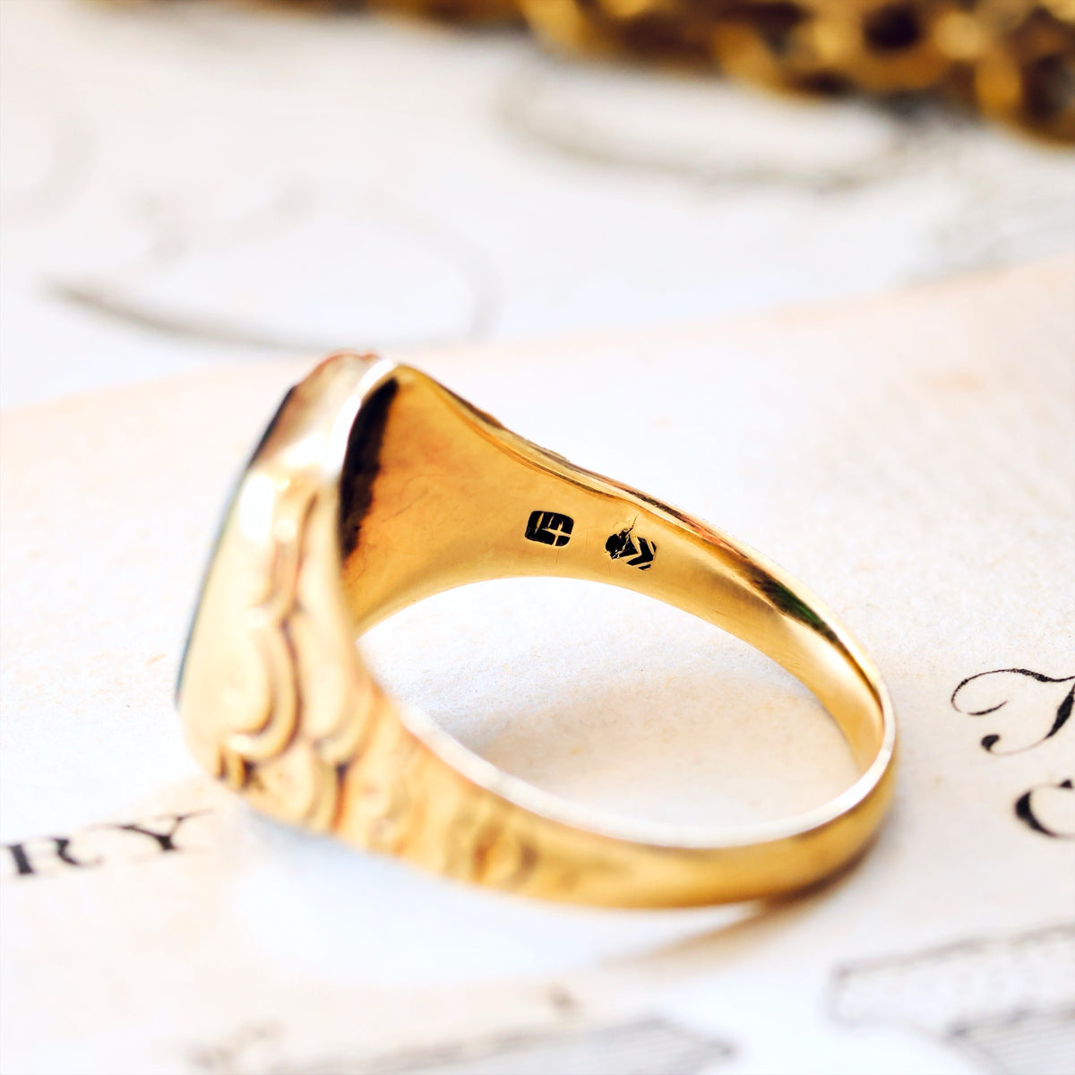 Vampy Antique Bloodstone Signet Ring