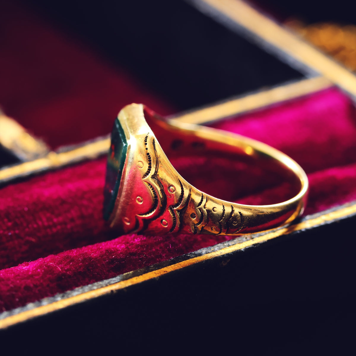 Vampy Antique Bloodstone Signet Ring