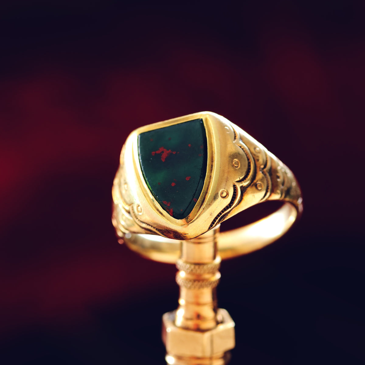 Vampy Antique Bloodstone Signet Ring