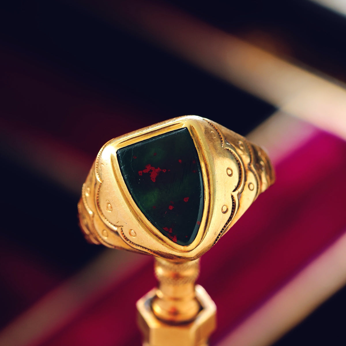 Vampy Antique Bloodstone Signet Ring