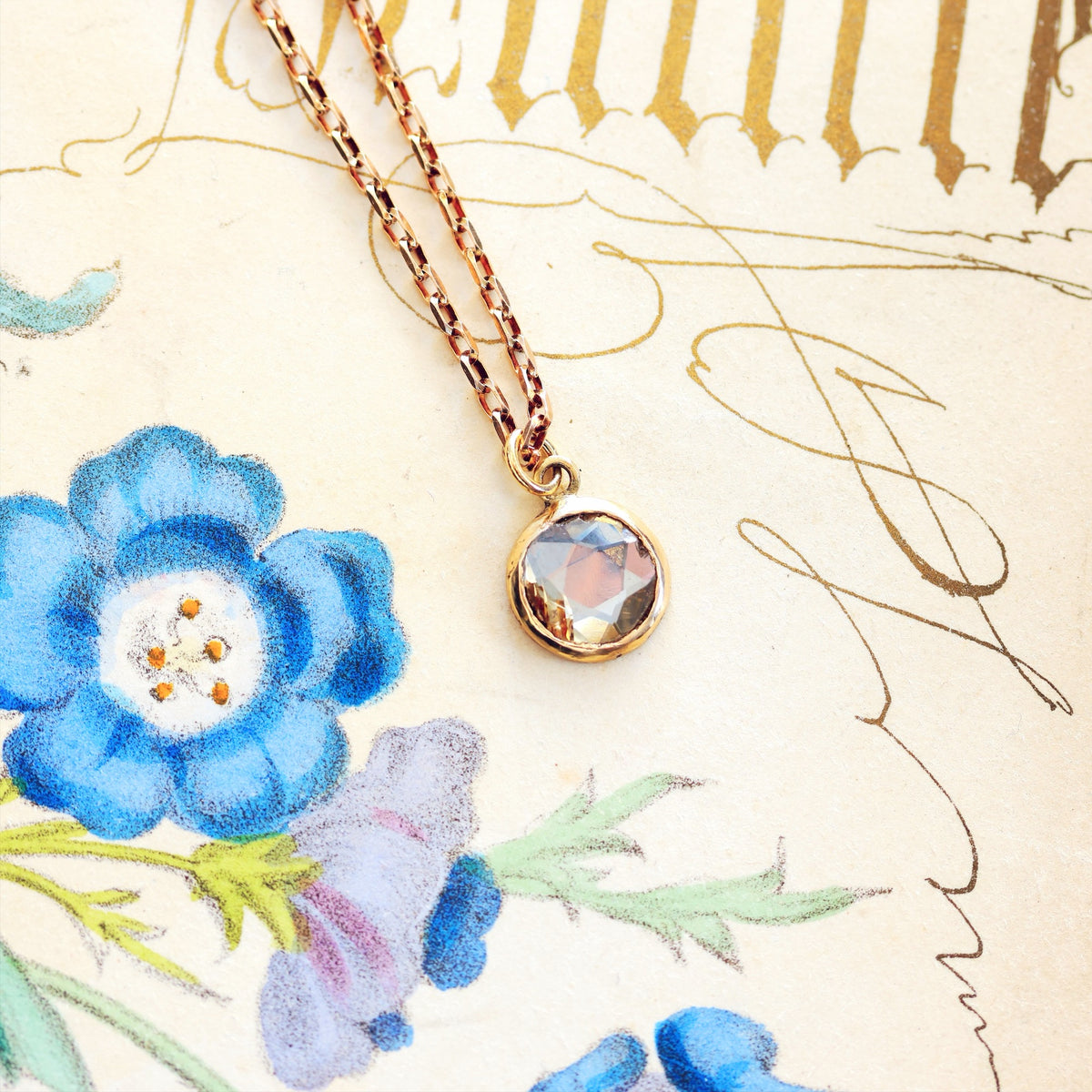 Antique Foiled Rose Cut Diamond Pendant
