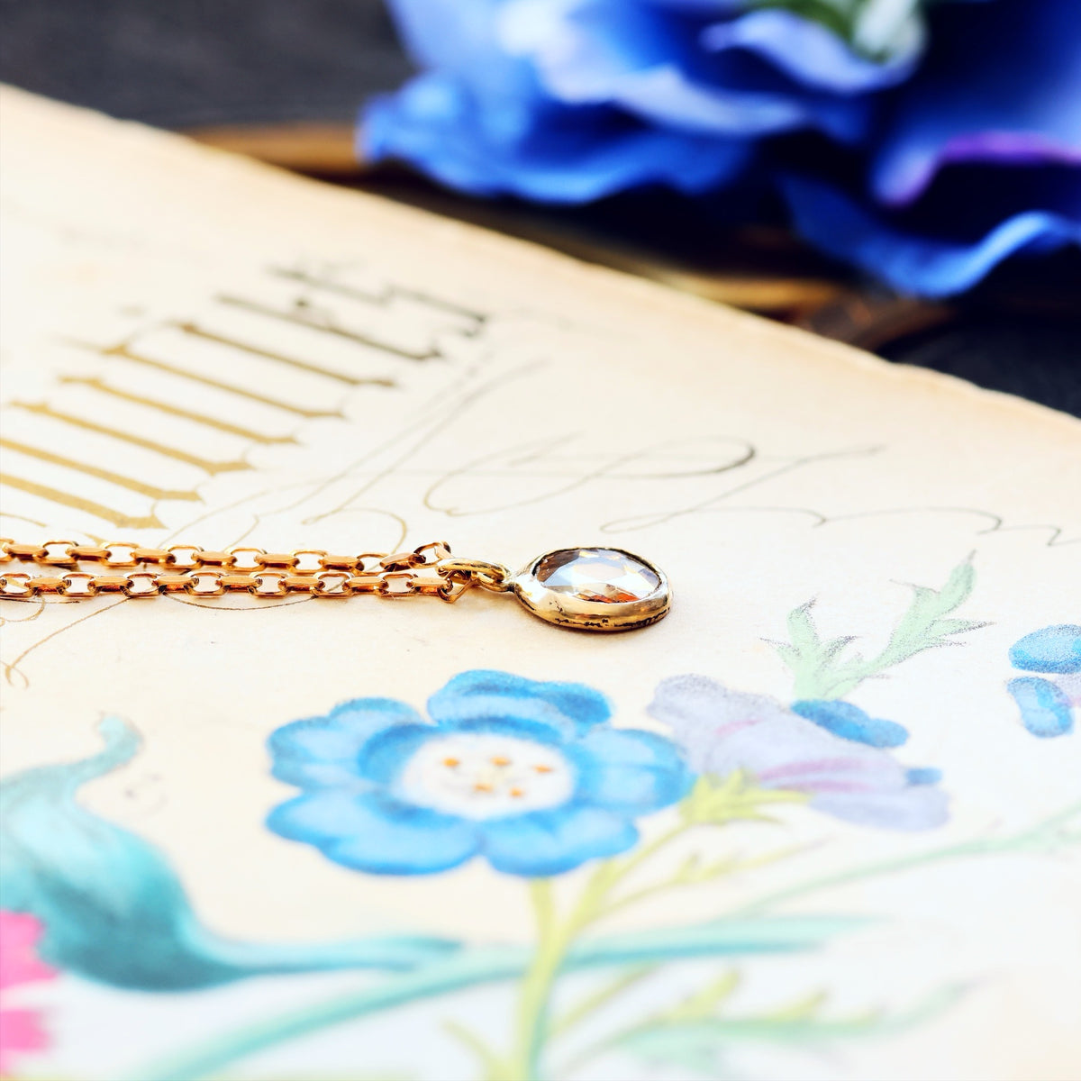 Antique Foiled Rose Cut Diamond Pendant