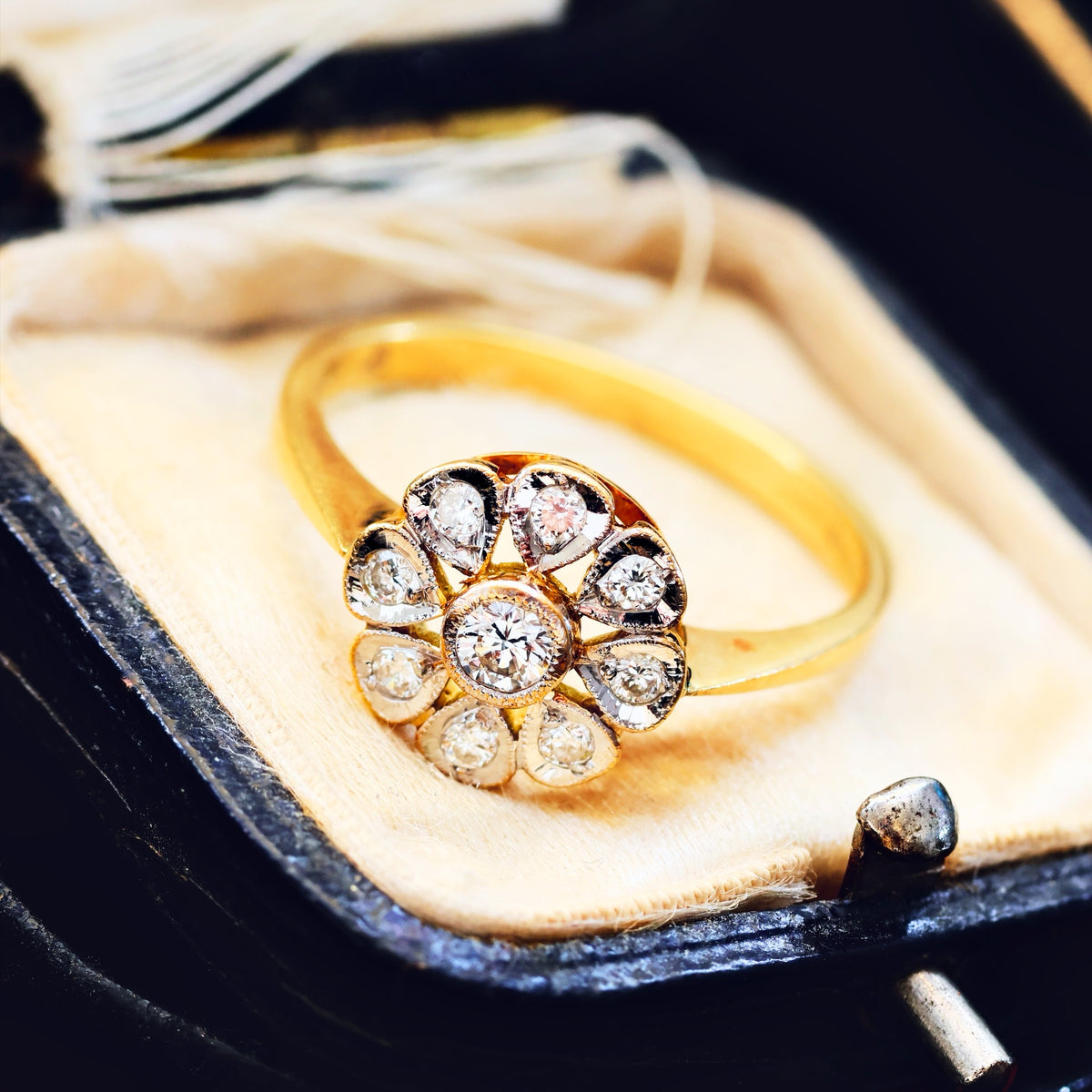 Vintage Diamond Daisy Engagement Ring