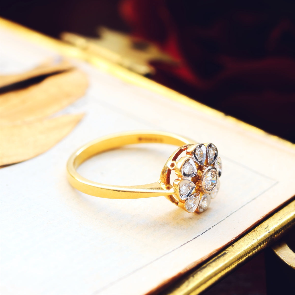 Romantic Vintage Diamond Daisy Engagement Ring