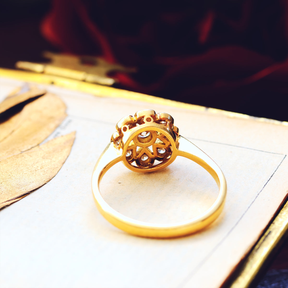 Romantic Vintage Diamond Daisy Engagement Ring