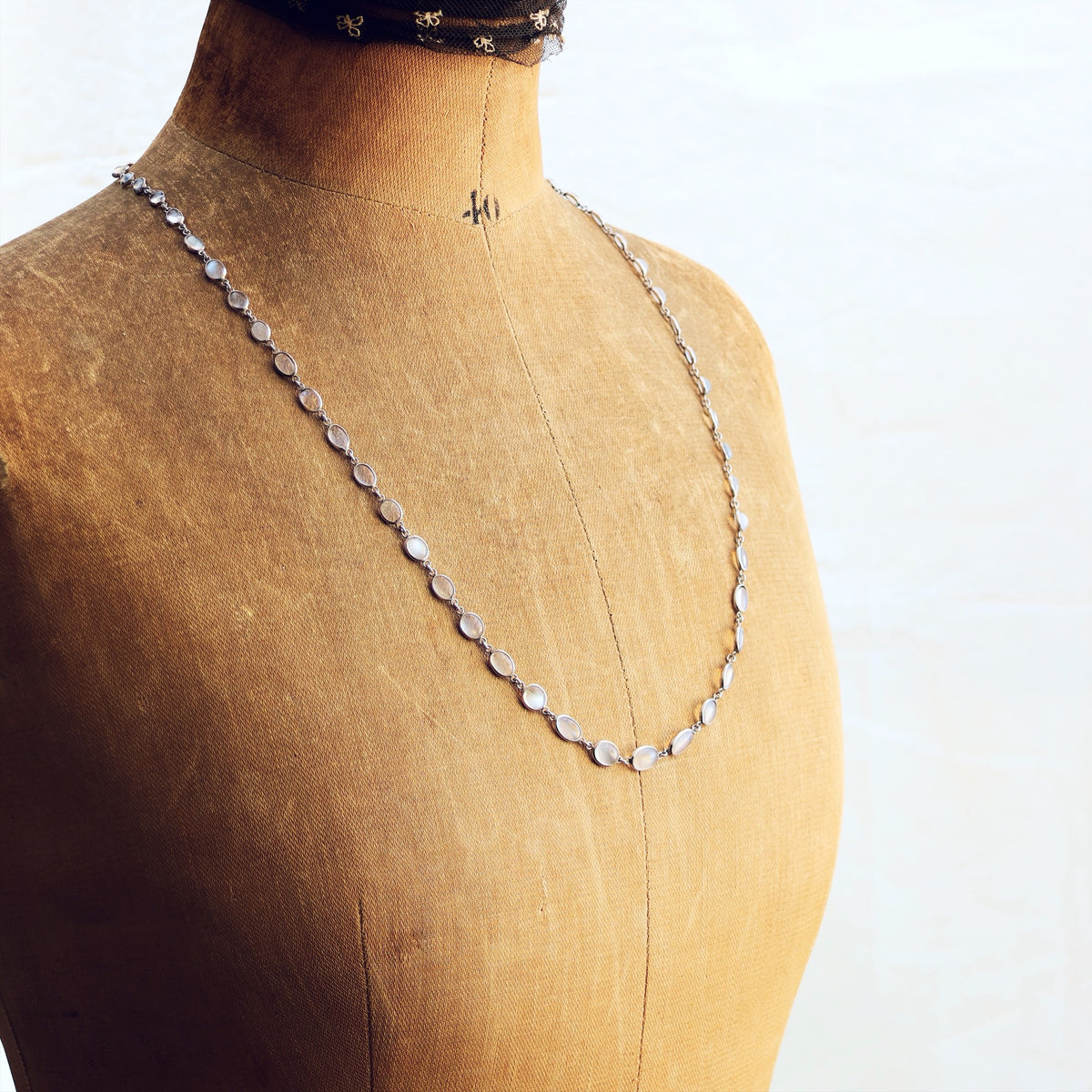 Vintage Chain Necklace of Moonstones