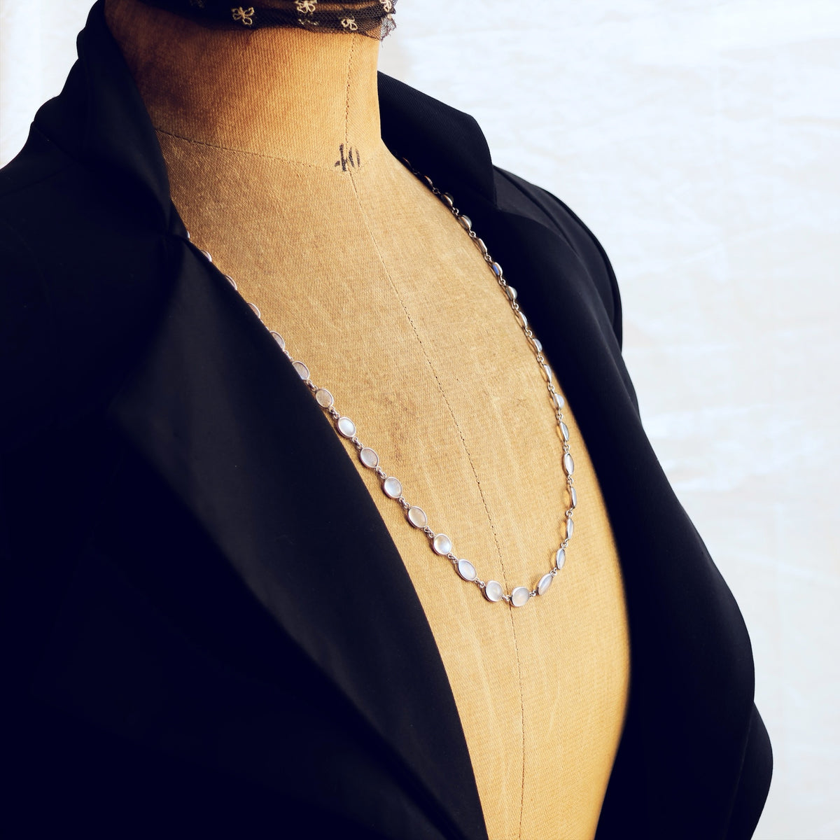 Vintage Chain Necklace of Moonstones