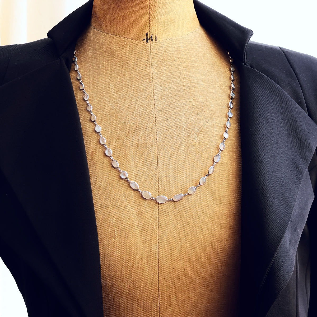 Vintage Chain Necklace of Moonstones