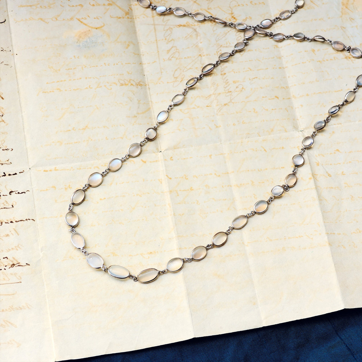 Vintage Chain Necklace of Moonstones