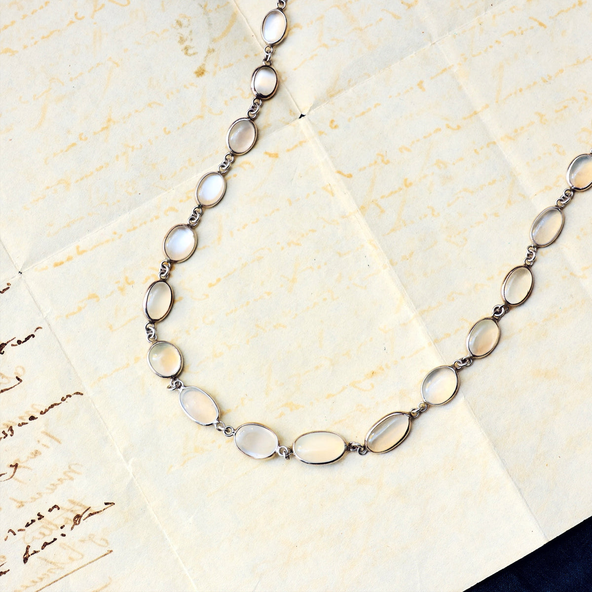 Vintage Chain Necklace of Moonstones