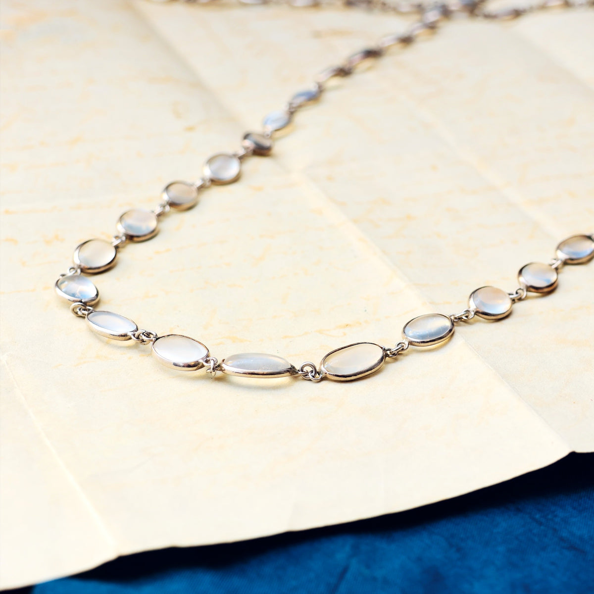 Vintage Chain Necklace of Moonstones