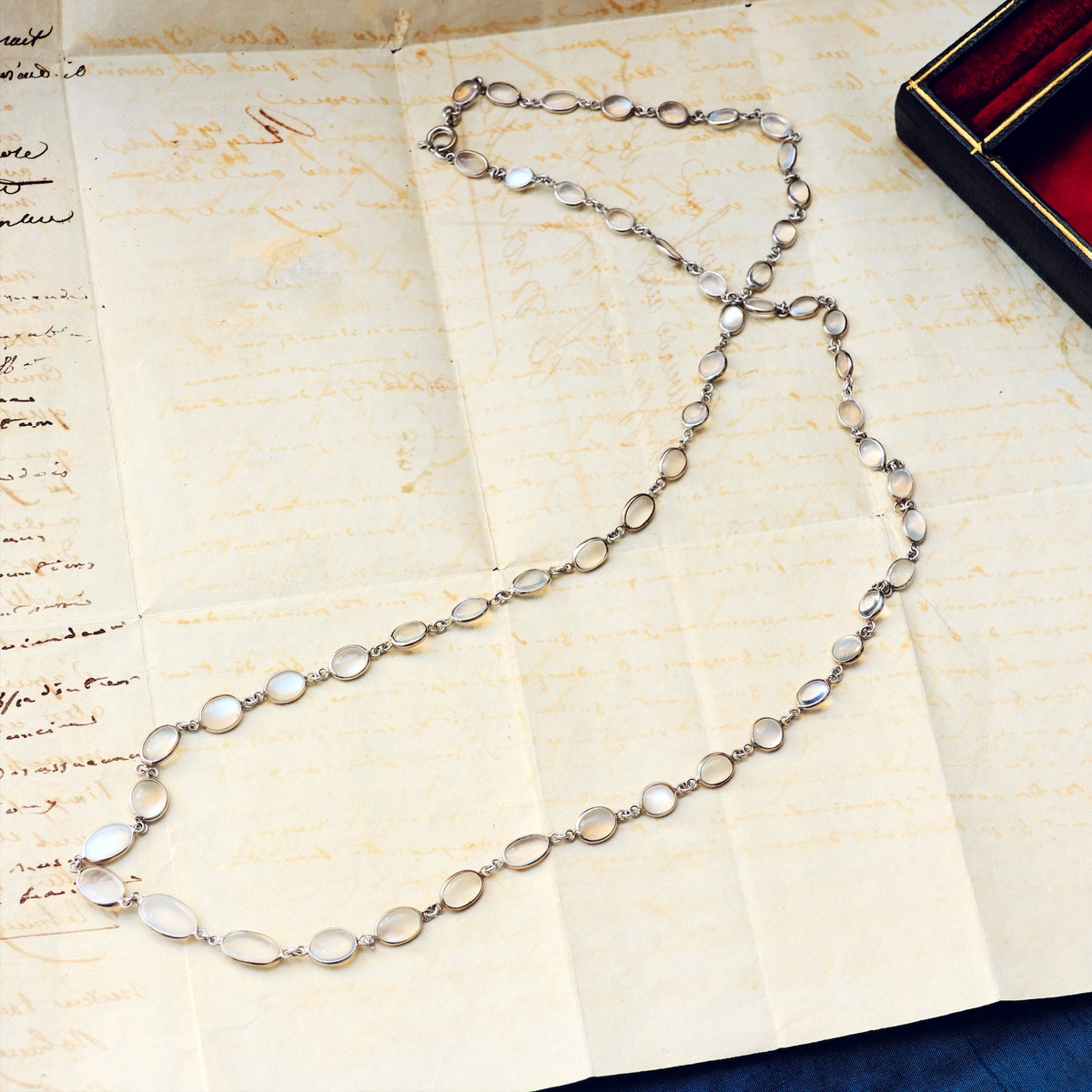 Vintage Chain Necklace of Moonstones