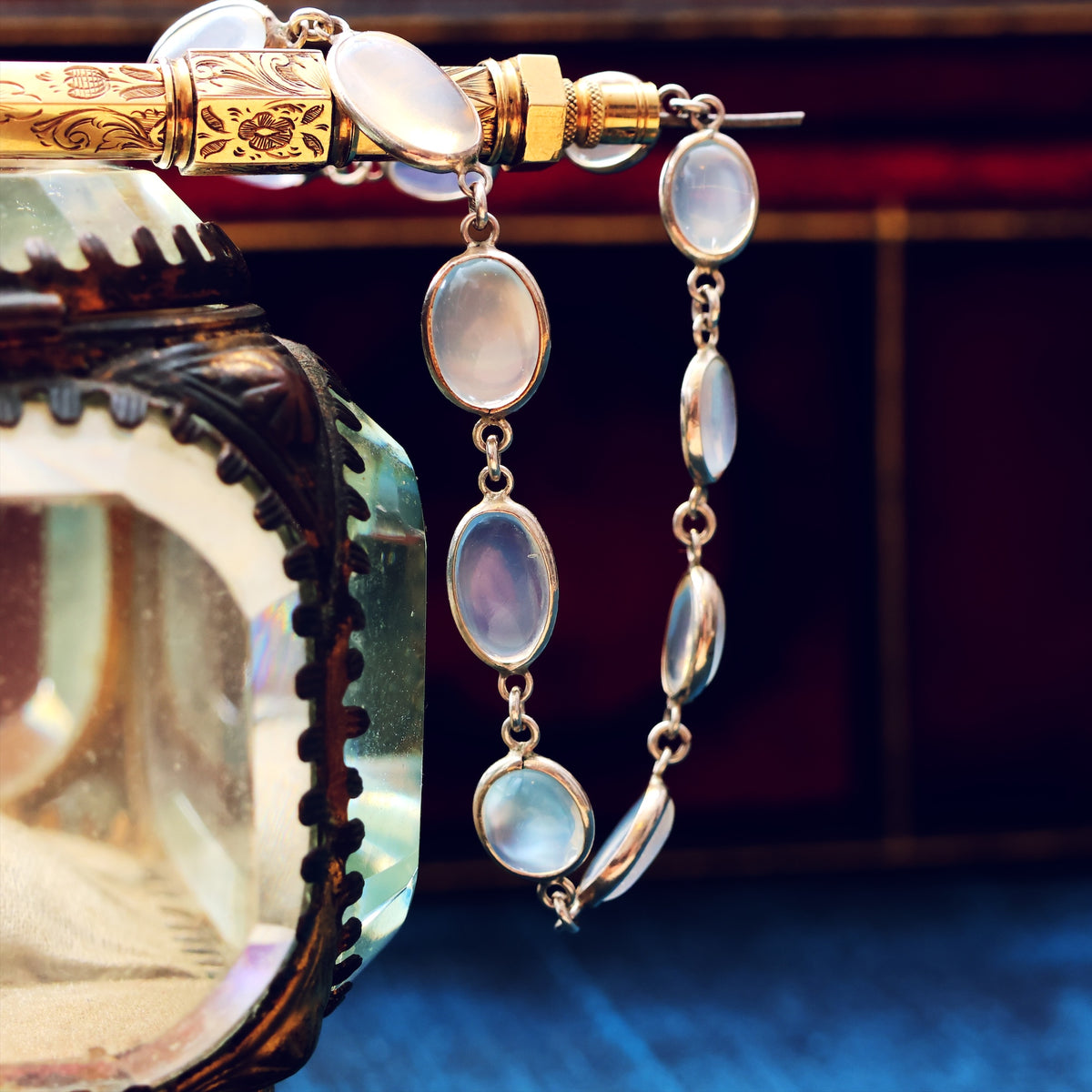 Vintage Chain Necklace of Moonstones