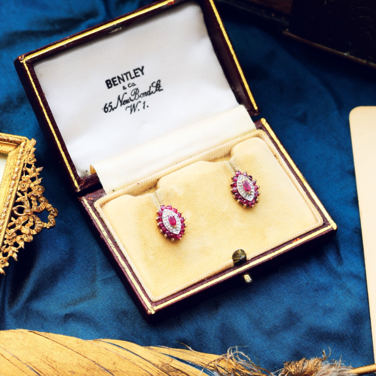 Vintage Date 1990 Ruby & Diamond Stud Earrings