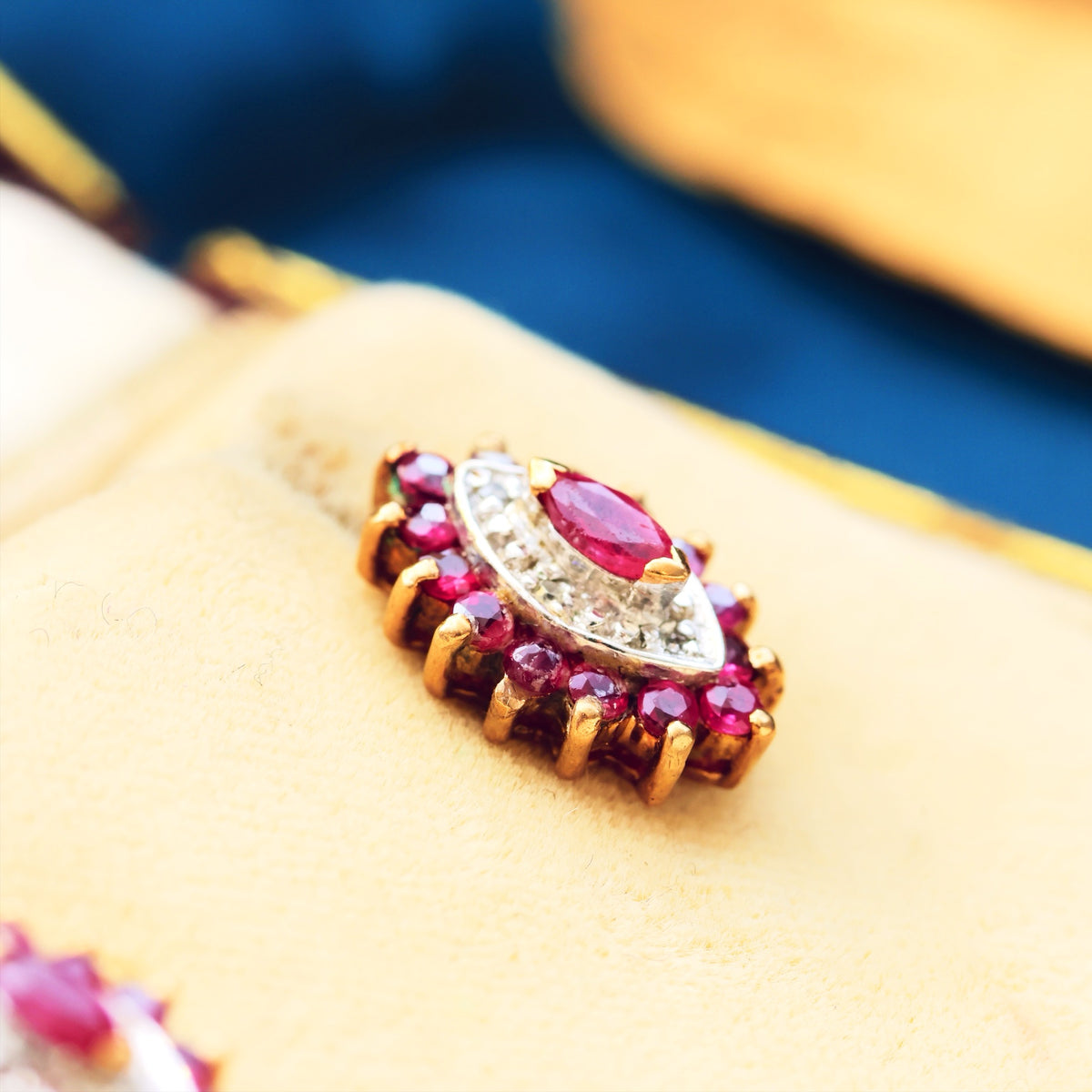 Vintage Date 1990 Ruby & Diamond Stud Earrings