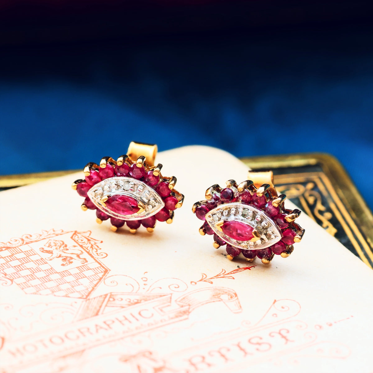Vintage Ruby & Diamond Earrings