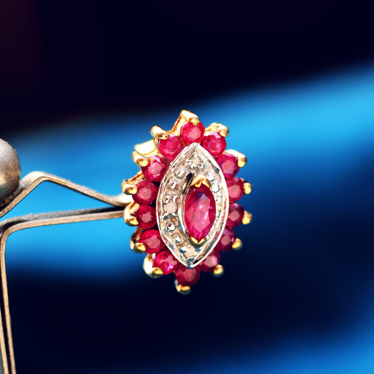 Vintage Date 1990 Ruby & Diamond Stud Earrings