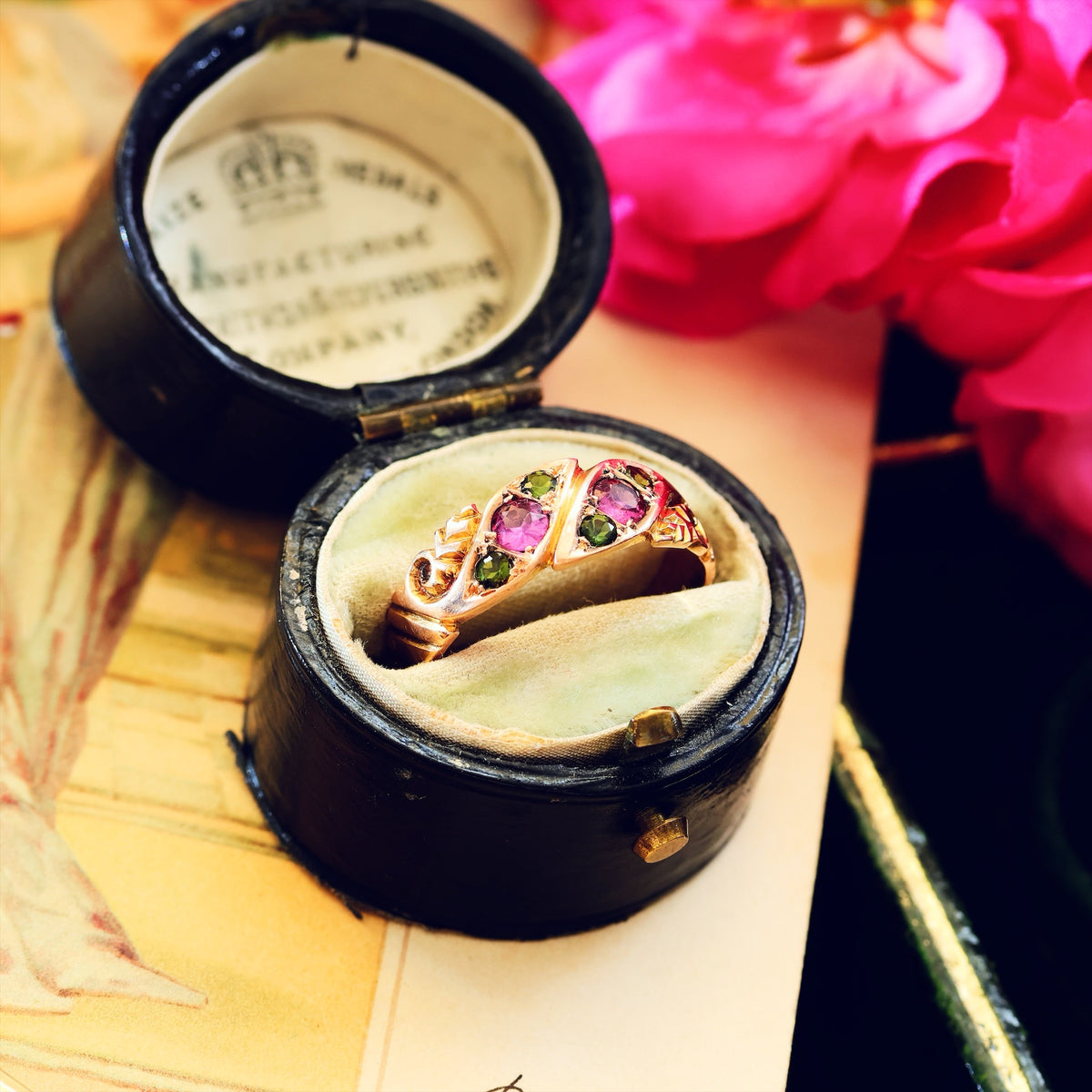 Date 1905 Antique Rose Gold Tourmaline Ring