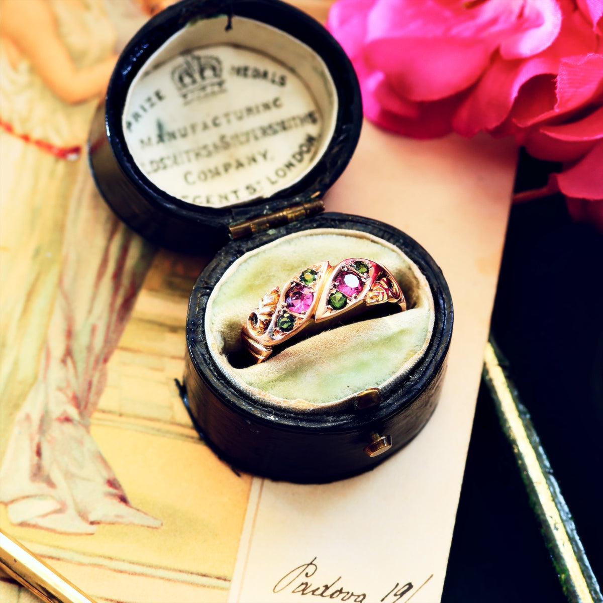 Date 1905 Antique Rose Gold Tourmaline Ring