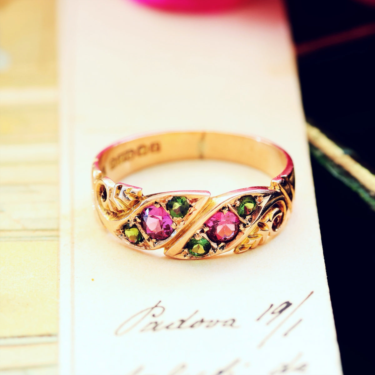 Date 1905 Antique Rose Gold Tourmaline Ring