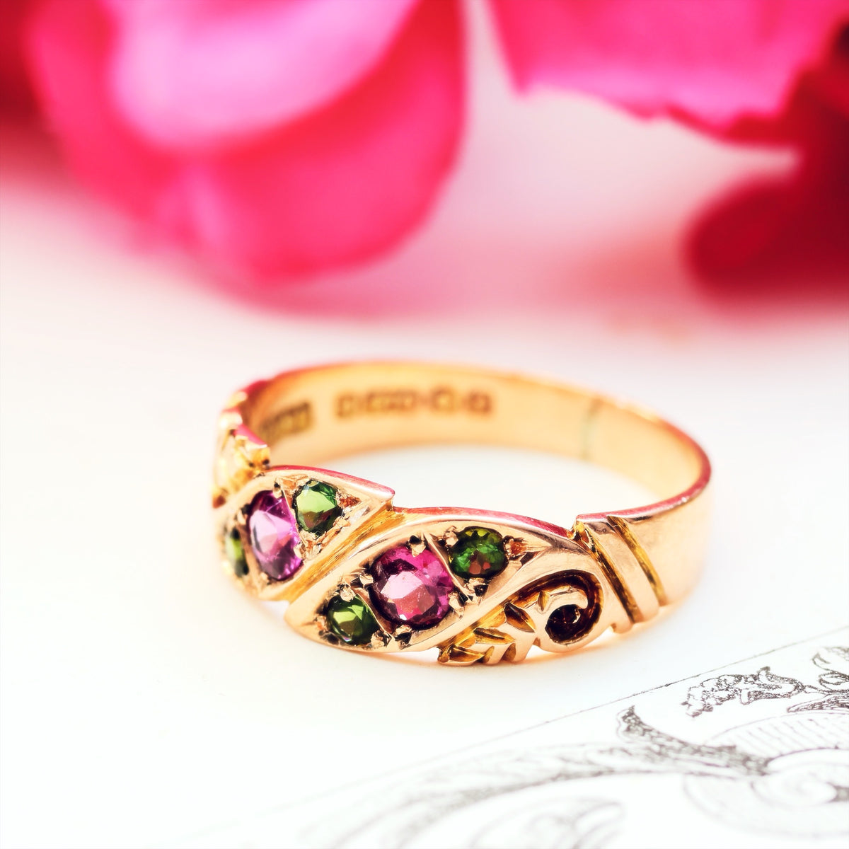 Date 1905 Antique Rose Gold Tourmaline Ring