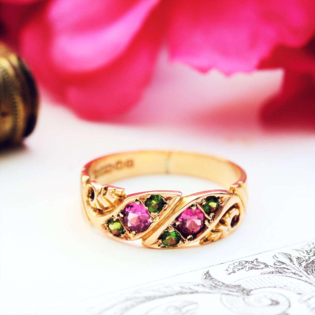 Date 1905 Antique Rose Gold Tourmaline Ring
