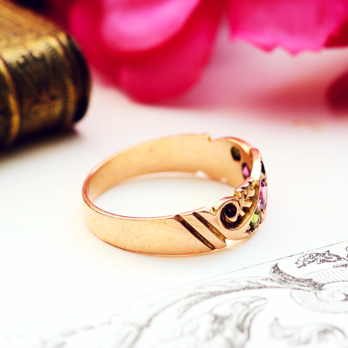 Date 1905 Antique Rose Gold Tourmaline Ring