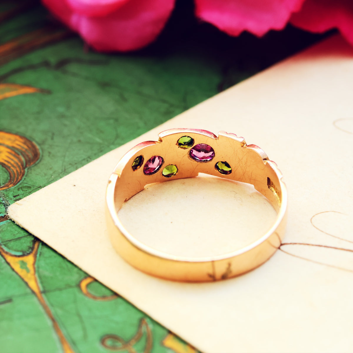 Date 1905 Antique Rose Gold Tourmaline Ring