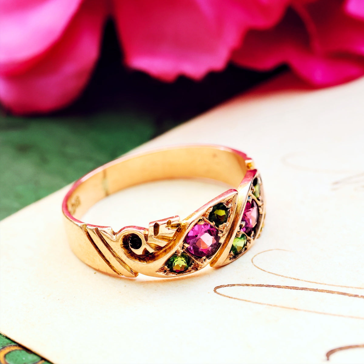 Date 1905 Antique Rose Gold Tourmaline Ring