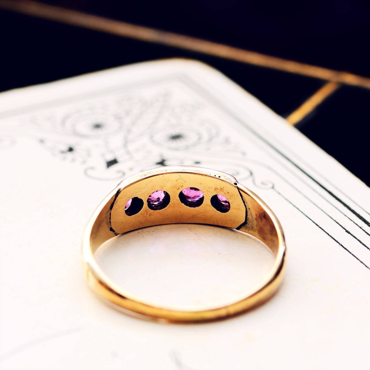 Adorable! Antique Pink Tourmaline & Seed Pearl Ring